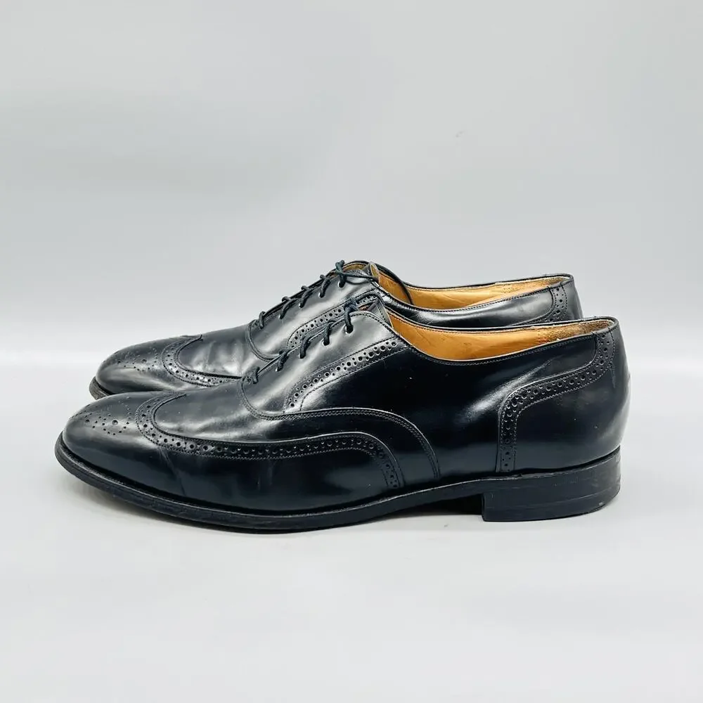 Johnston & Murphy Shoes Mens 12 Black Leather Optima Wingtip Oxford Dress Brogue